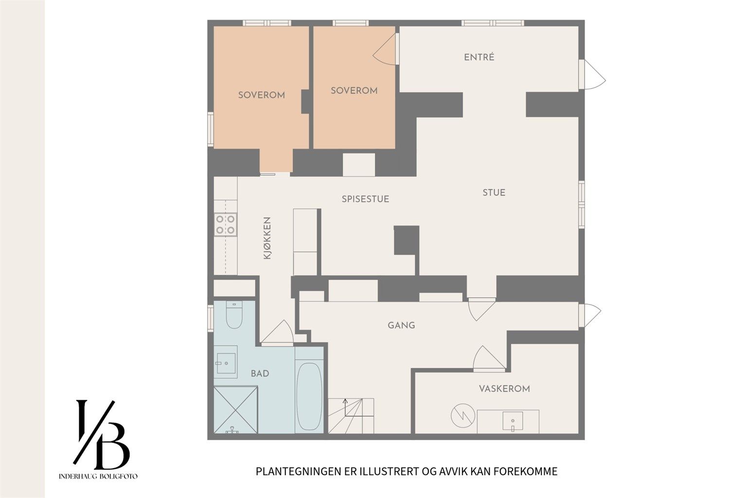 Plantegning underetasje. Innredning av rom til bruk for varig opphold er ikke godkjent. Etasjen ble innredet i 2007.