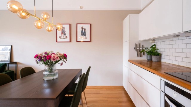 Moderne innredning fra 2012 og glatte fronter.