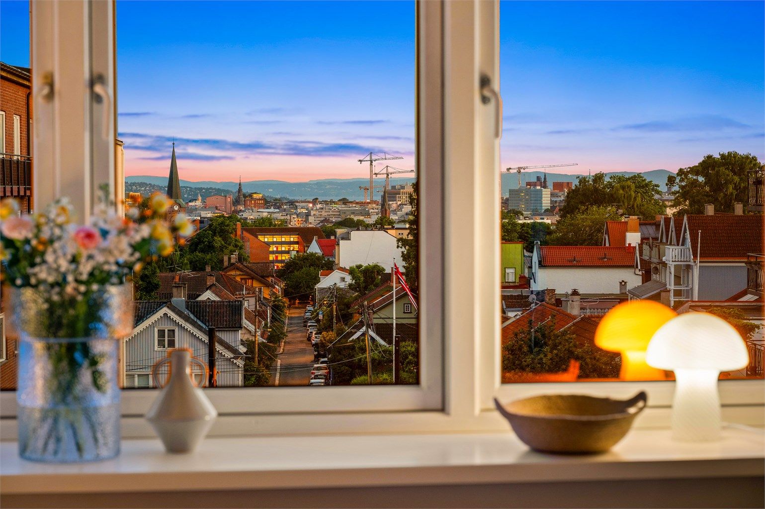 Herfra ser man over Rodeløkka og ned til sentrum og Oslofjorden.