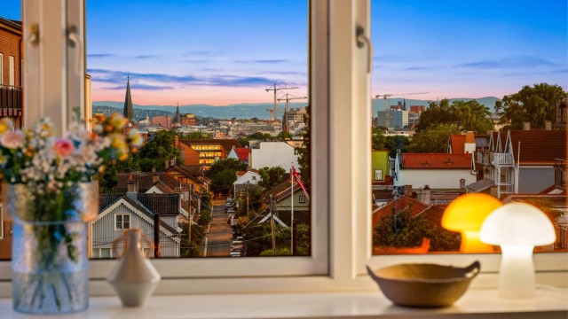 Herfra ser man over Rodeløkka og ned til sentrum og Oslofjorden.
