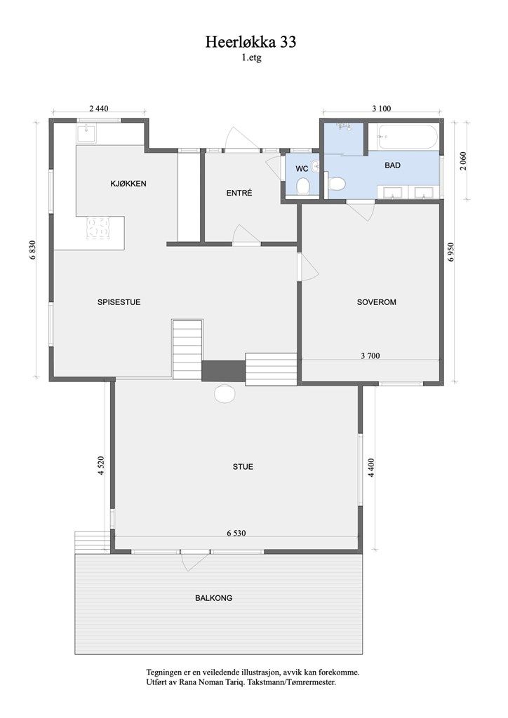 Første etasje har en åpen og sosial planløsning med stue, kjøkken, ett soverom og bad.