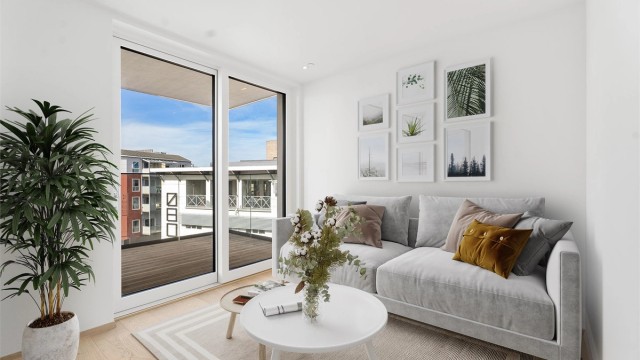 Velkommen til denne splitter nye leiligheten på Tangen 27. Her kan du flytte rett inn. ( Bildet er digitalt stylet/ møblert )