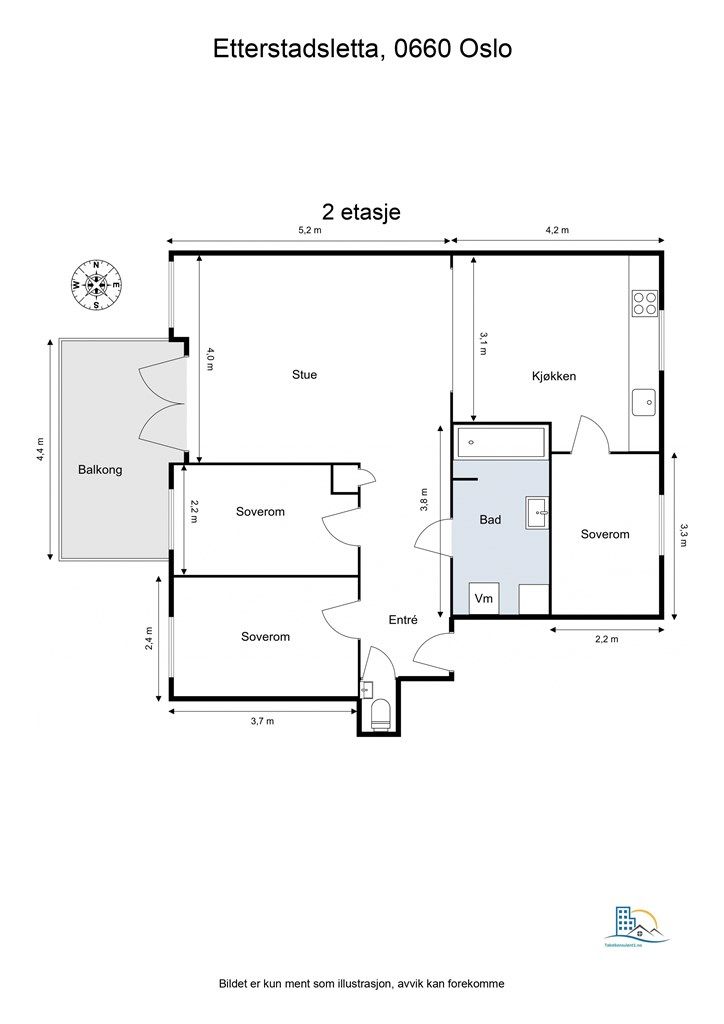 Leiligheten har en svært god og unik planløsning.