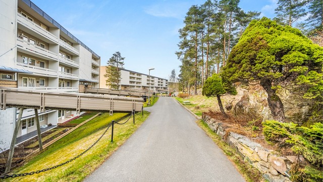 Sameiet har pent opparbeidede fellesarealer med asfalterte internveier og grøntområder.