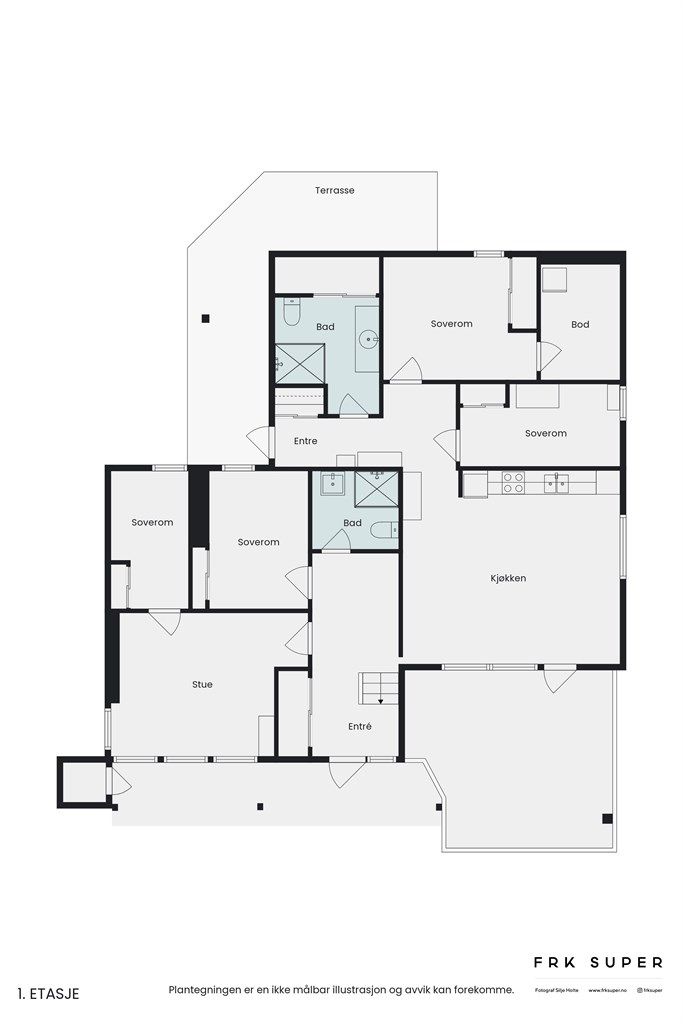Vi beveger oss ned i 1. etasje |  Plantegning 1. etasje