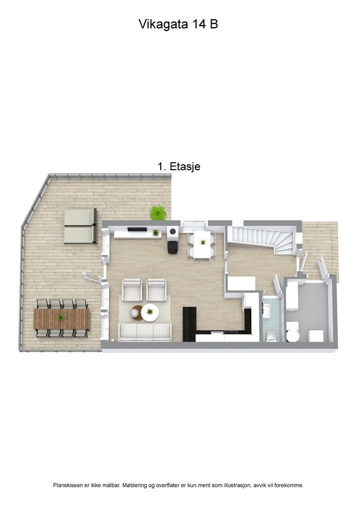 3 D plantegning 1. etasje