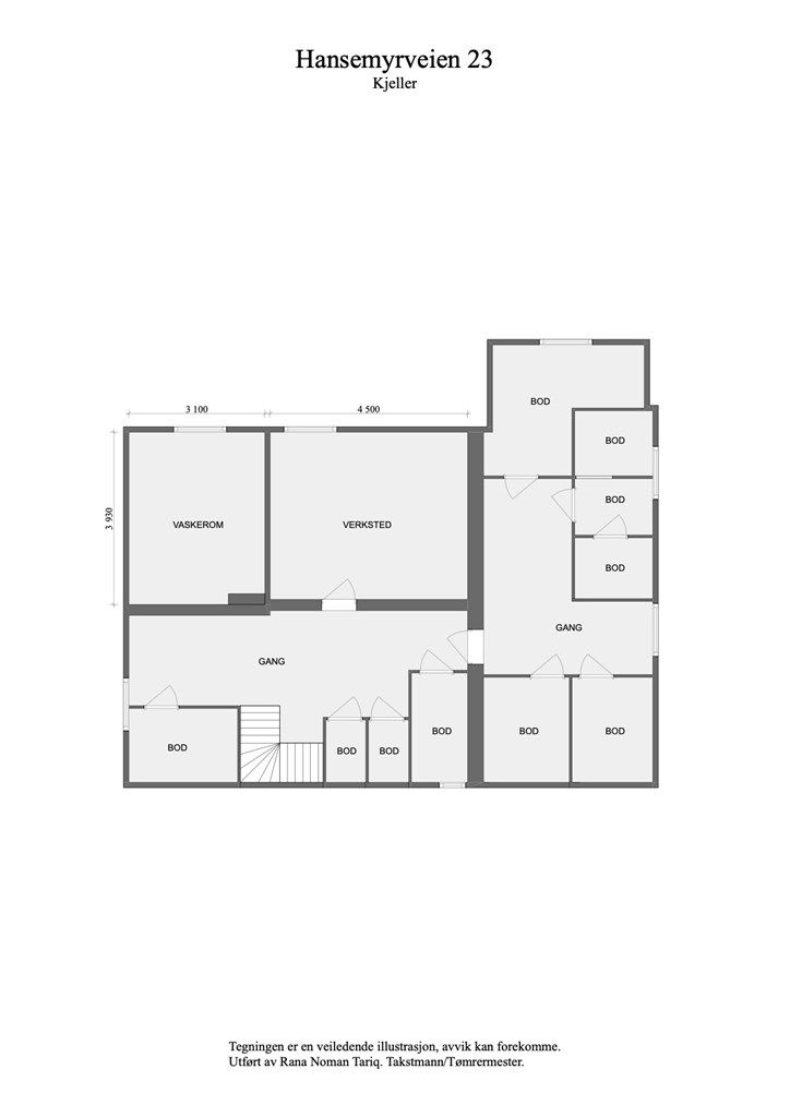 Plantegning kjeller.