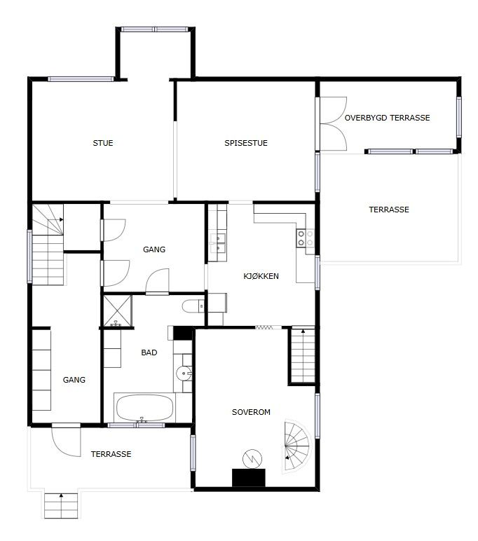 Veiledende skisse av første etasje.