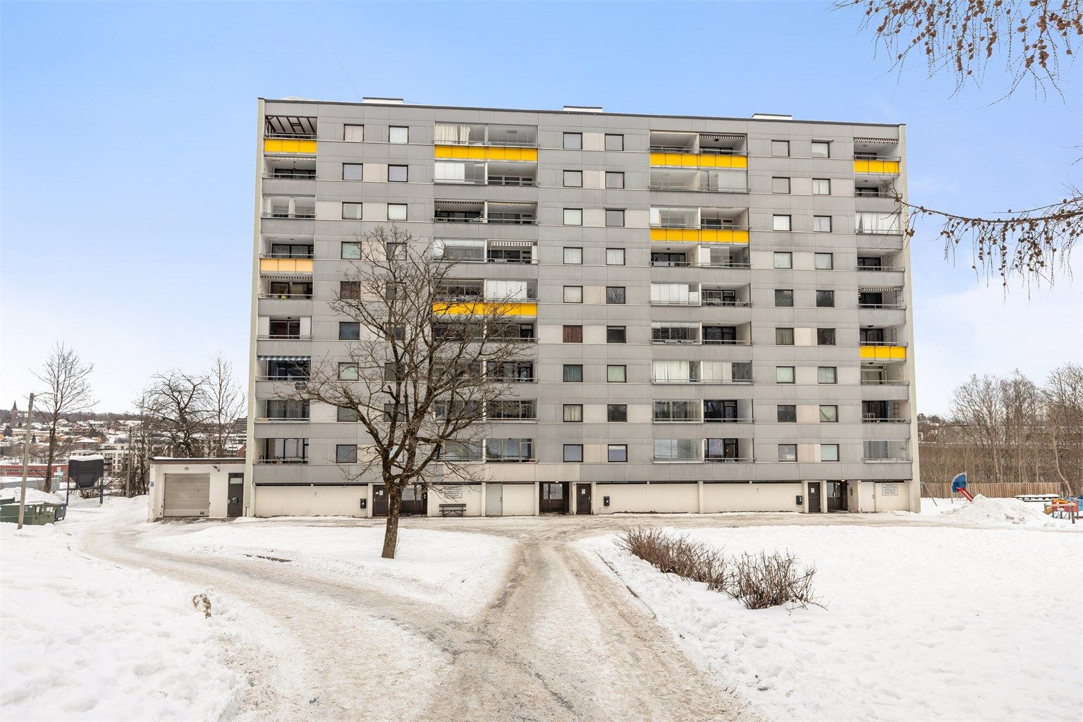 Leiligheten ligger i byggets 9.etasje.