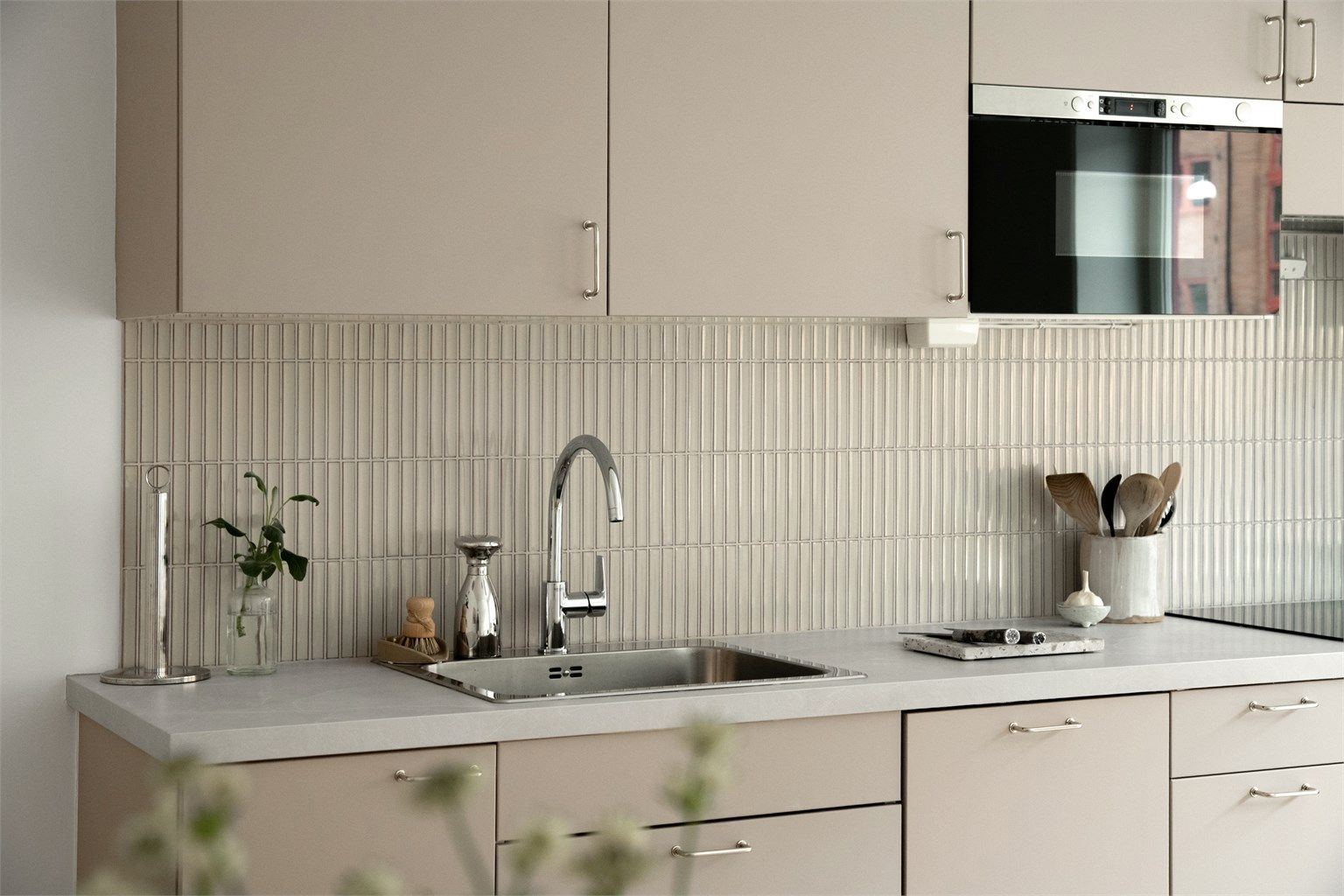 Laminert benkeplate med vakre veffliser
