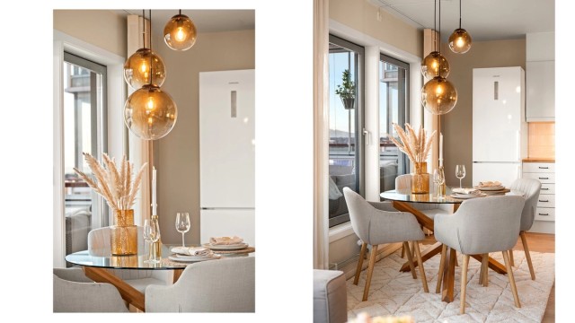 Her ligger alt til rette for trivelige middager med familie og venner.