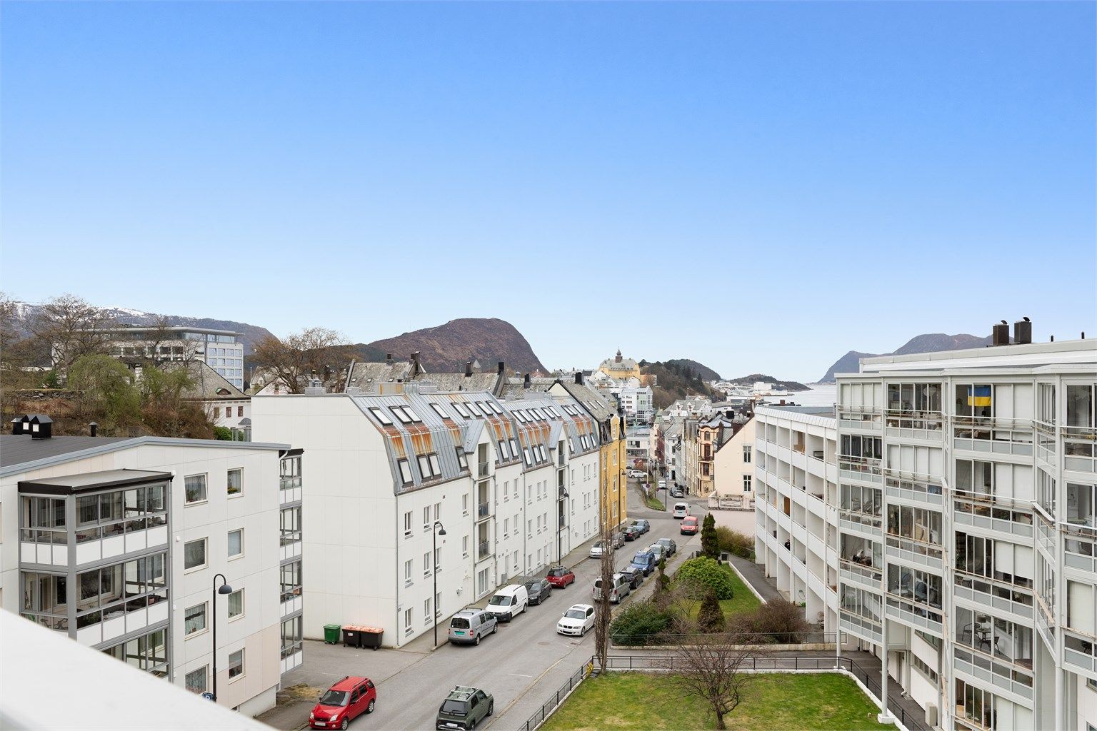 Flott utsikt vestover mot bysentrum