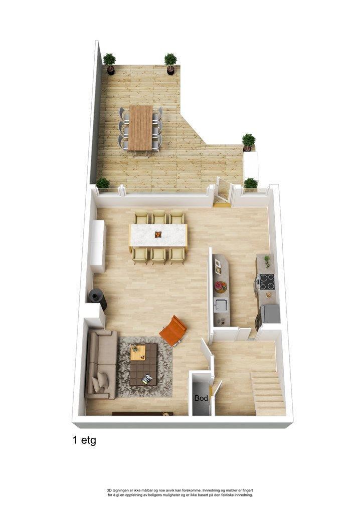 Plantegning 1. etg - 3D