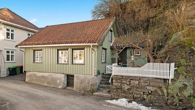 Huset har en tradisjonell grønnfarge med inspirasjon fra tidsepoken huset ble bygget. Om sommeren dekkes berget bak huset med grønne blader.