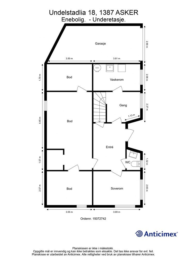 Plantegning underetasje.