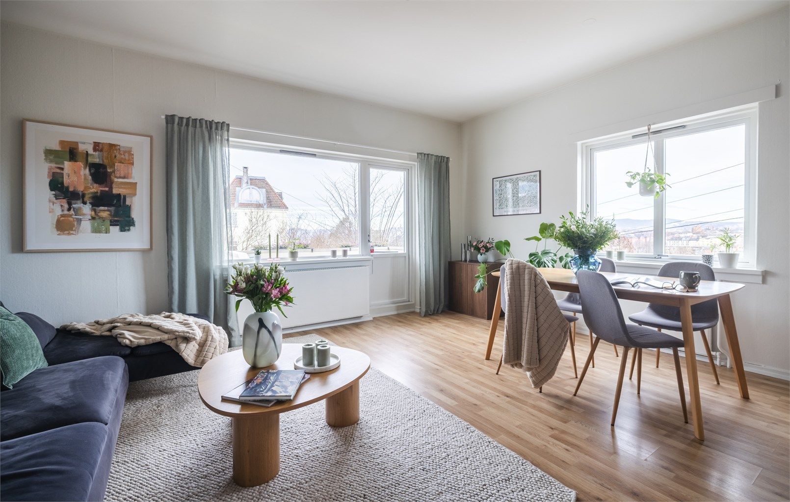 En lys og lekker 3-roms hjørneleilighet med solrik balkong.  Foto: Fotostallen, Glenn Pettersen