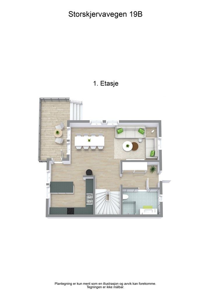 3 D plantegning hovedetasje