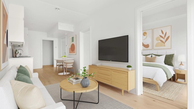 Eiendomsmegler Krogsveen avd. Årnes har gleden av å presentere Jernbanegata 29! Bildet er digitalt stylet for å gi en indikasjon på hvordan leiligheten kan innredes.