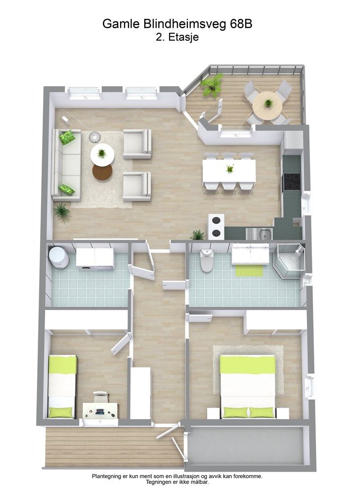 3 D plantegning 2. etasje