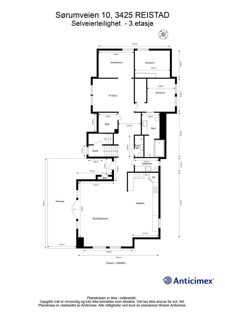 Plantegning - 3. etasje