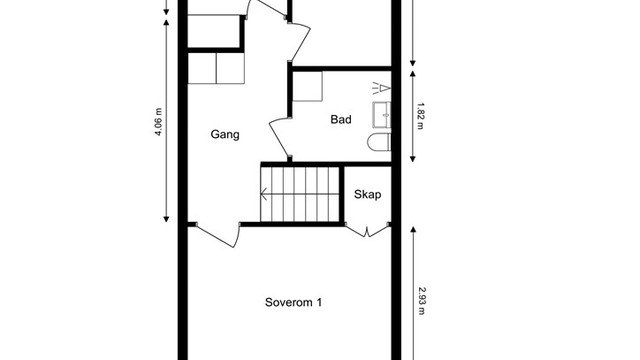 Andre plan inneholder boligens private sone med tre soverom og bad.