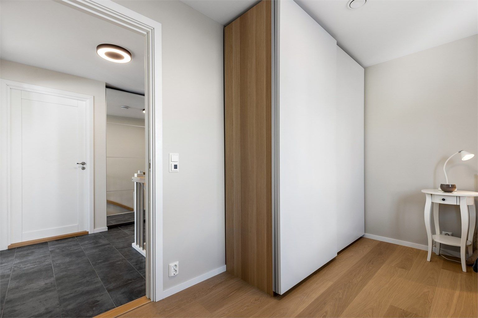 Soverom med skyvedørsgarderobe