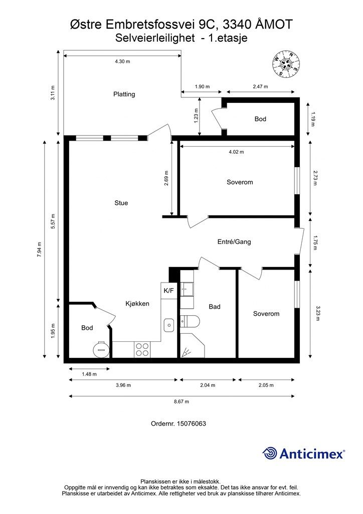 Plantegning -Selveierleilighet - 1 etasje