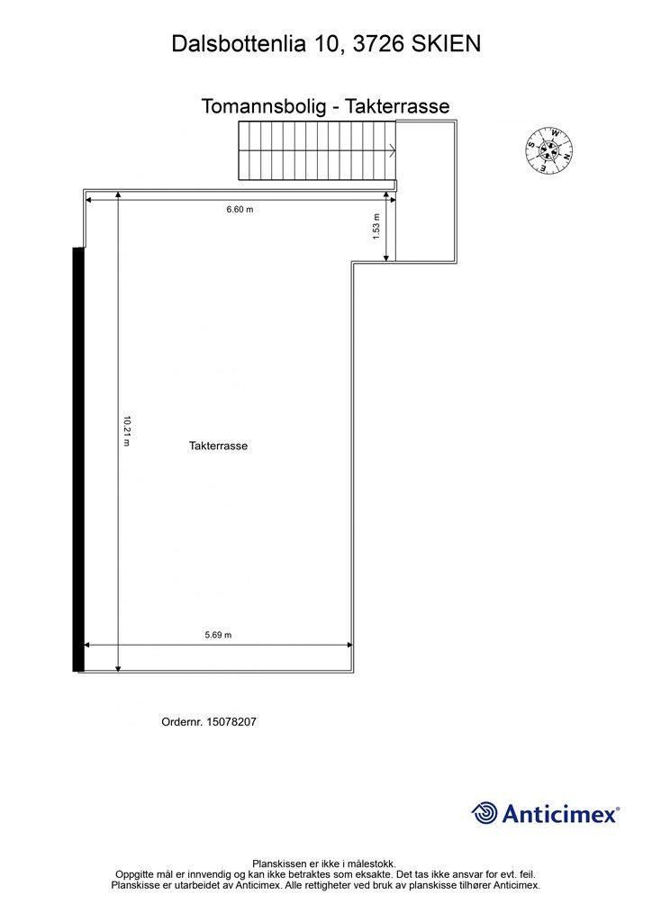 Plantegning takterrasse. 