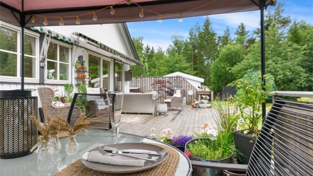 Skjermet og grønt, perfekt for rolige stunder ute.