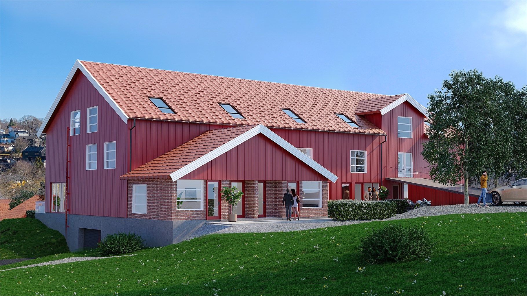 Eiendommen vil bygges med unike fellesarealer med gårdstunfølelse og gode planløsninger med flere bruksmuligheter (3d bilder er ment som en illustrasjon. Avvik vil forekomme)