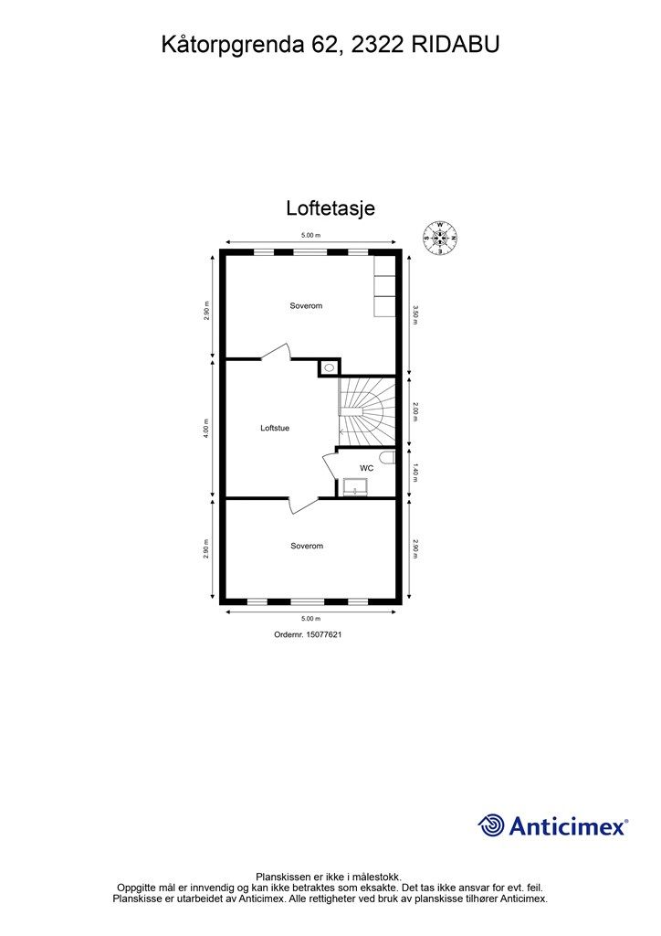 Plantegning- Loftetasje