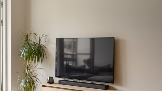 God plass til mediemøbler og TV-seksjon i stuen.
