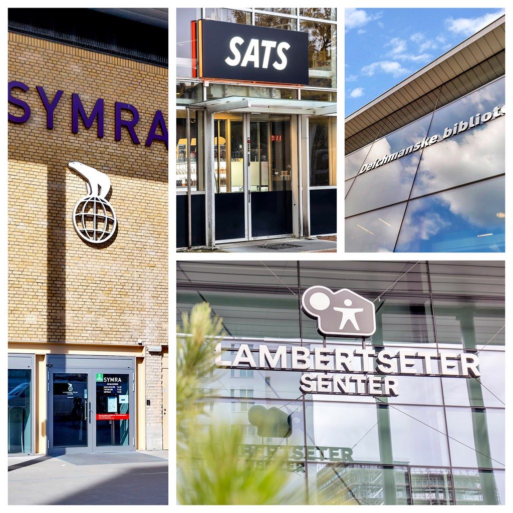 Gangavstand også til Lambertseter Senter med et bredt utvalg av butikker og caféer, samt bl.a. Vinmonopolet, Symra Kino, Deichmanske bibliotek og Sats treningssenter