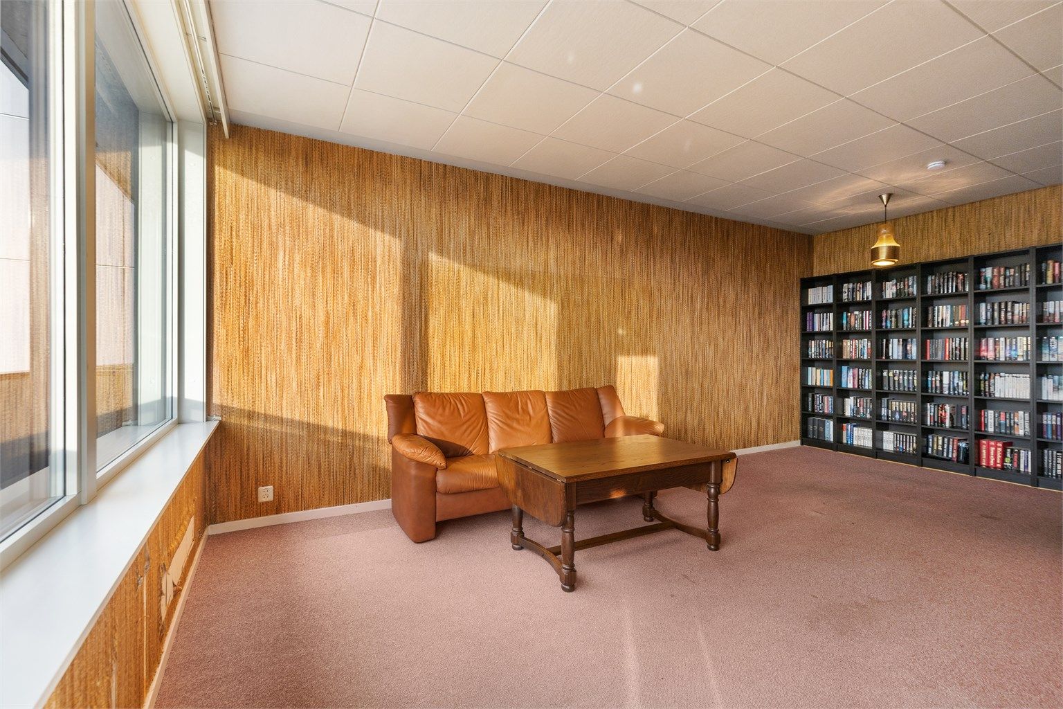 Store vindusflater gir godt med lys inn i rommet. (Foto: Marianne Lyse)