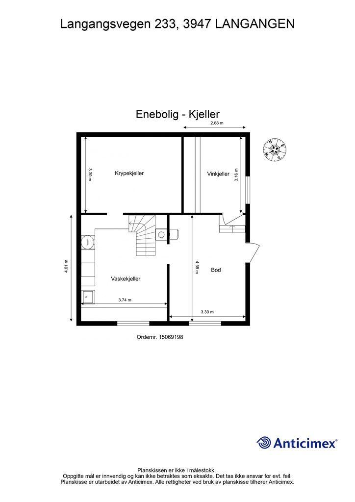 Plantegning kjeller.