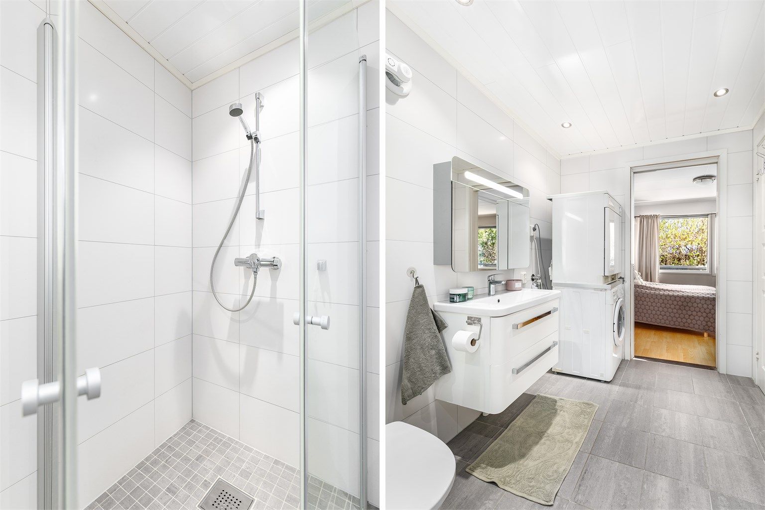 Skyvedør til ett av soverommene ble satt inn samtidig med etablering av det nye badet. Direkte tilgang til badet er like praktisk som bekvemmelig.