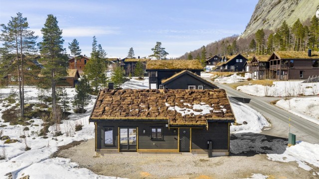 Inngangsparti og utgangen fra stue. Gode parkeringsmuligheter.