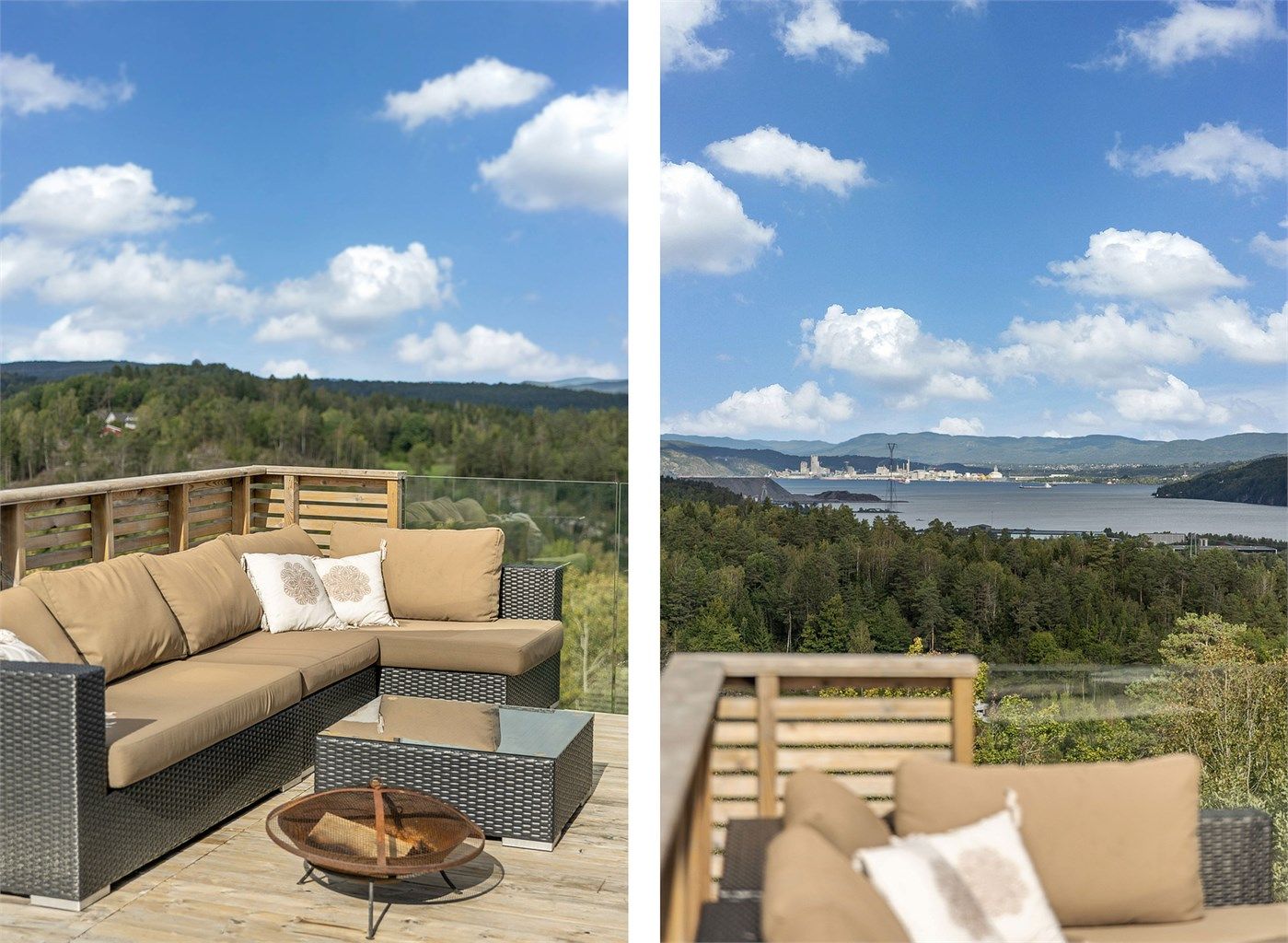 Glassrekkverket sørger for at utsikten mot fjorden er uforstyrret.