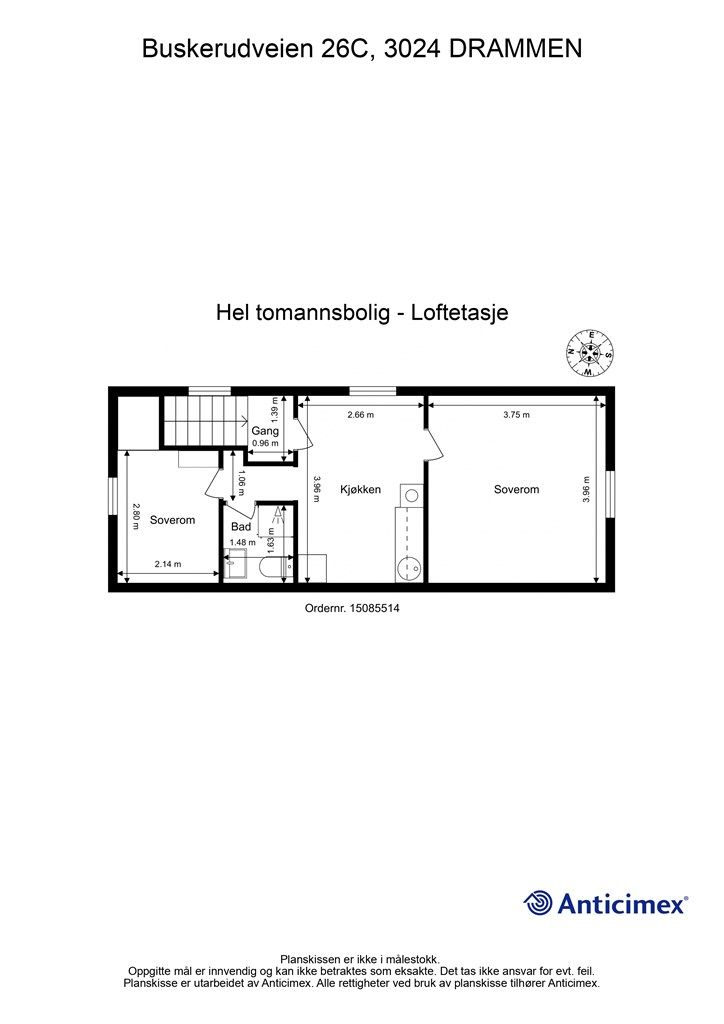 Plantegning - Loftsetasje. 