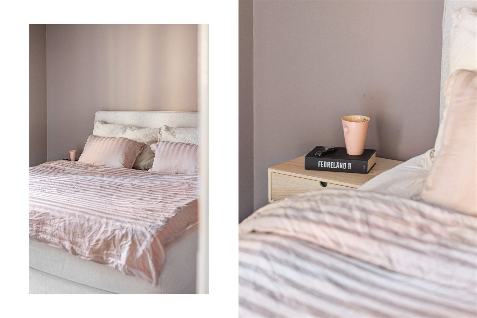 Også her ble veggene malt i 2022, i en dus og nøytral farge som innbyr til gode netter. 