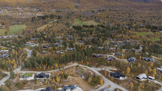 Dronebilde av hyttefeltet