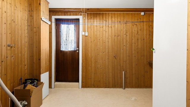 Vaskerommet har egen utgang til hagen