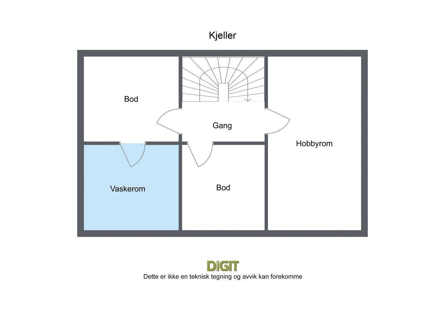 Planskisse underetasje - Kornstien 59