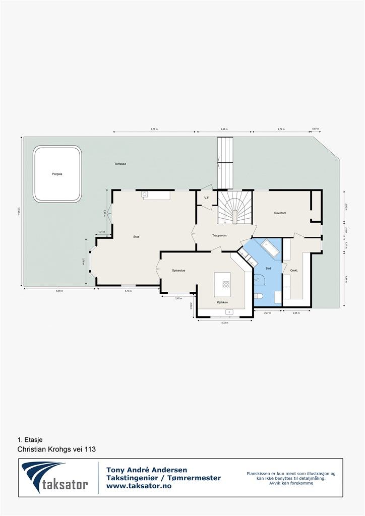  Vi starter med plantegningen slik at du får orientert deg i 1. etasje! (hovedetasje) 