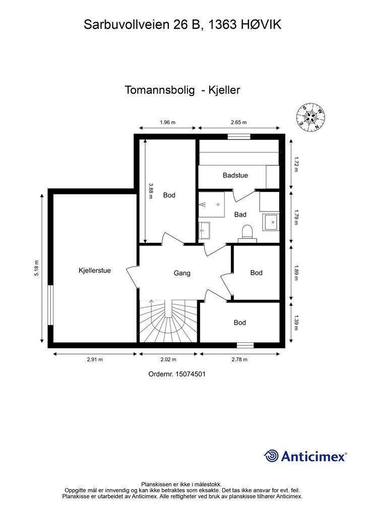 Vi starter med plantegningen i kjelleren slik at du får orientert deg i boligen