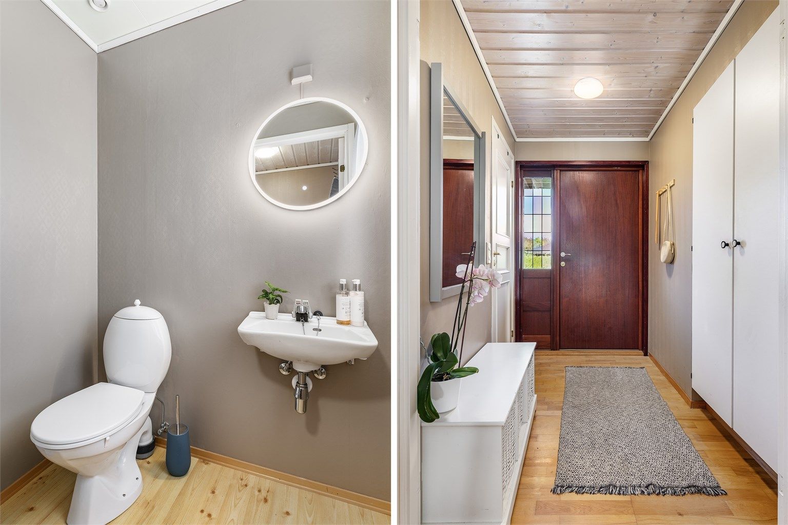 Utenom badet finnes et separat toalettrom ved entreen - lett tilgjengelig for besøkende.