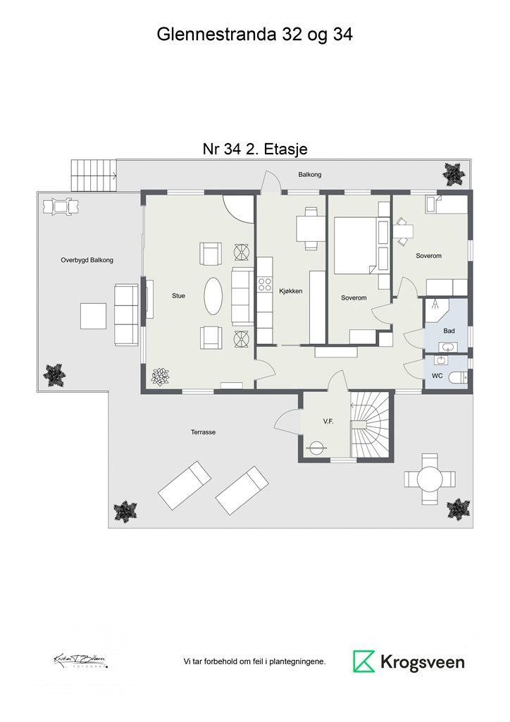Planskisse 2. etasje  - Glennestranda 34