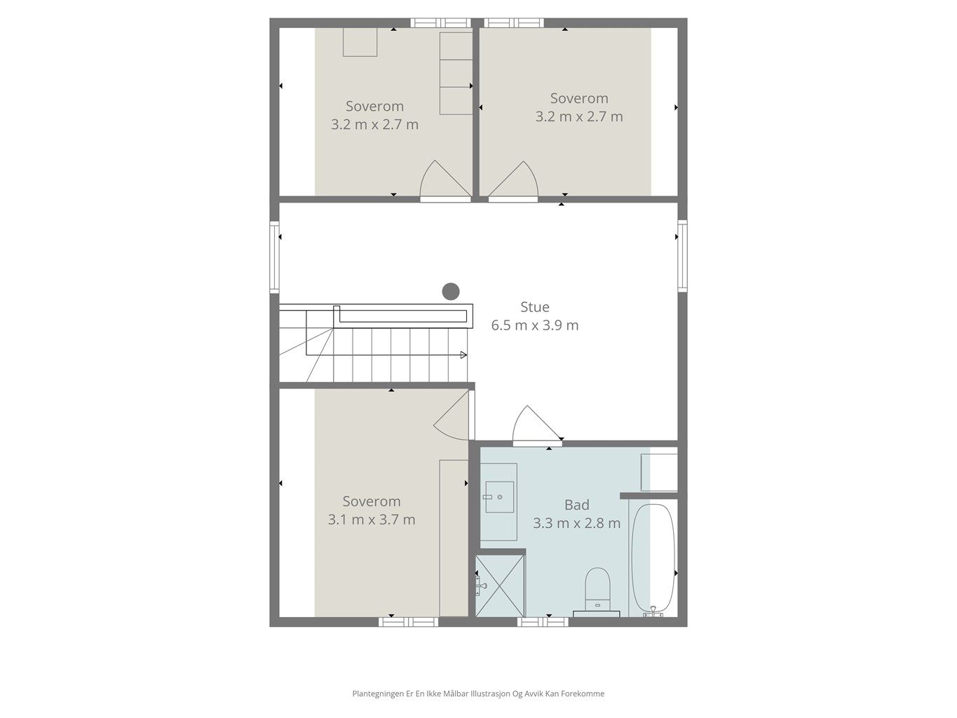 Plantegning av innredet loft- 2.etg