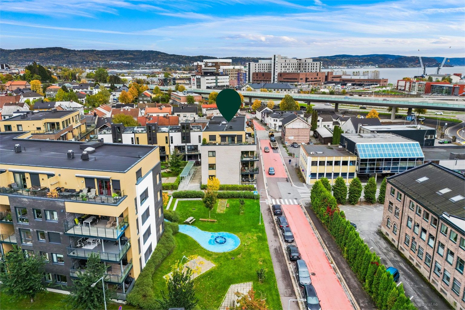 Kort vei til flotte turstier i Bragernesåsen og strandpromenaden langs Drammenselva