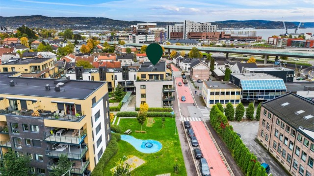 Kort vei til flotte turstier i Bragernesåsen og strandpromenaden langs Drammenselva